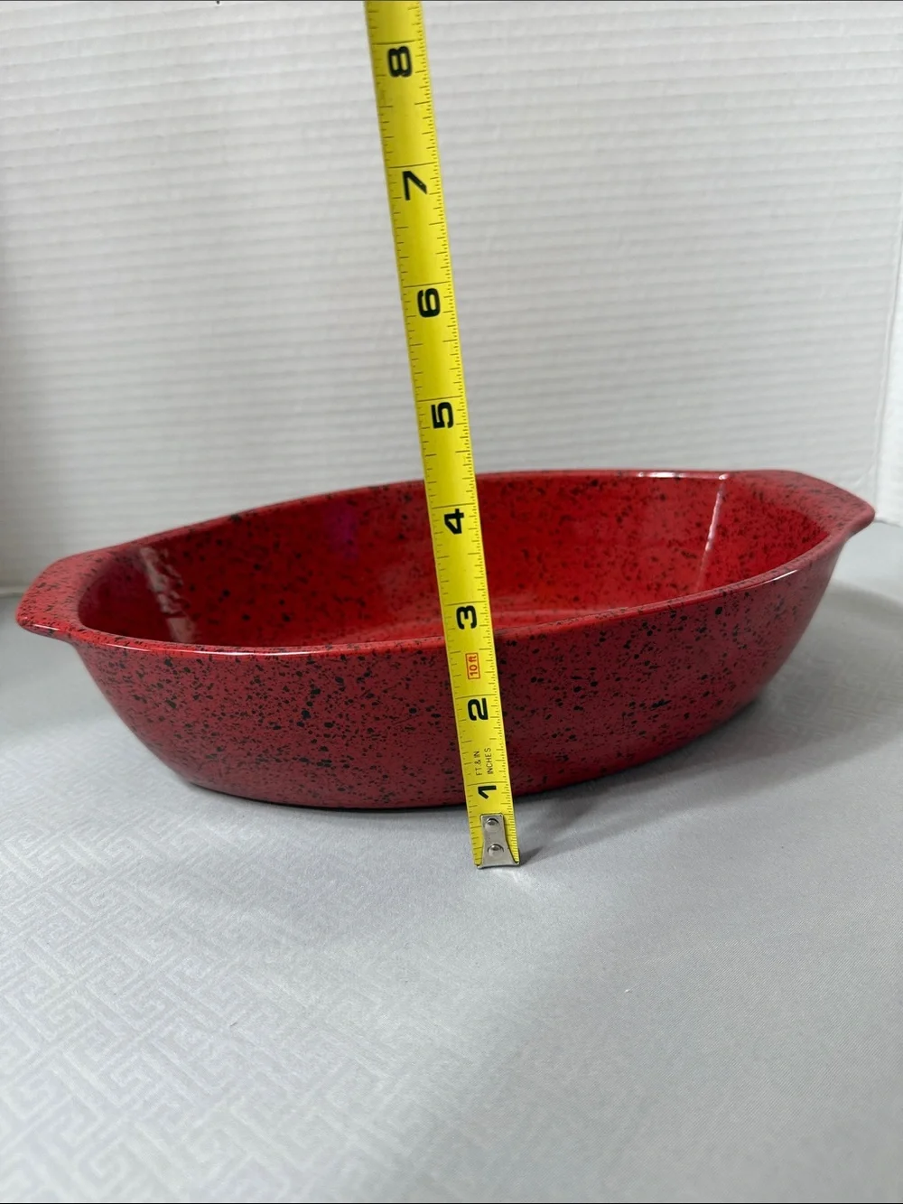 Cerutil Stoneware Red Speckled Ceramic Casserole Baking Dish Handles Portugal